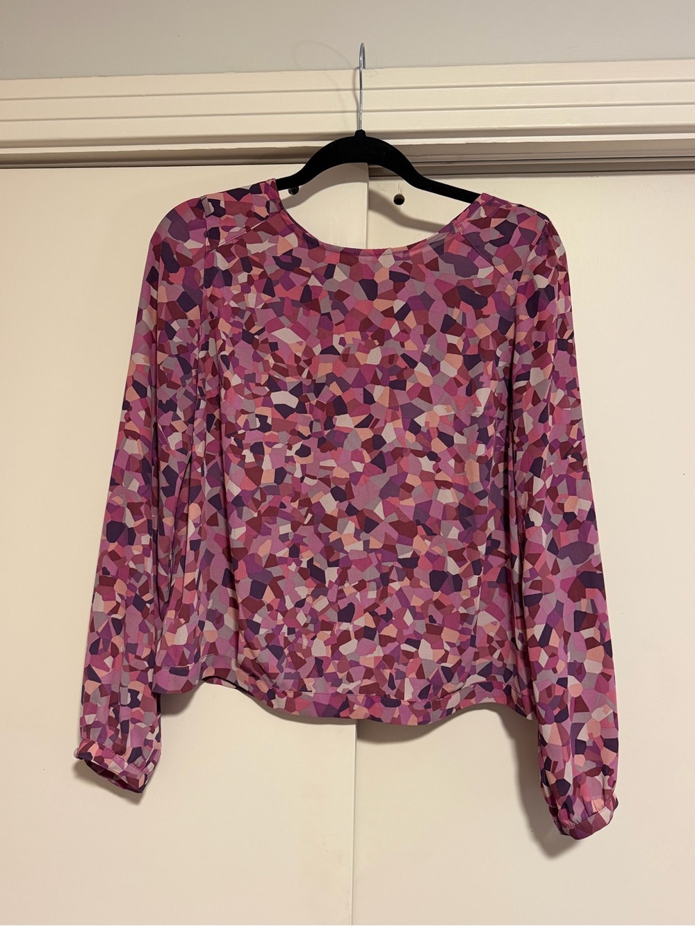 CAbi Pink and Purple Mosaic Long-Sleeve Top